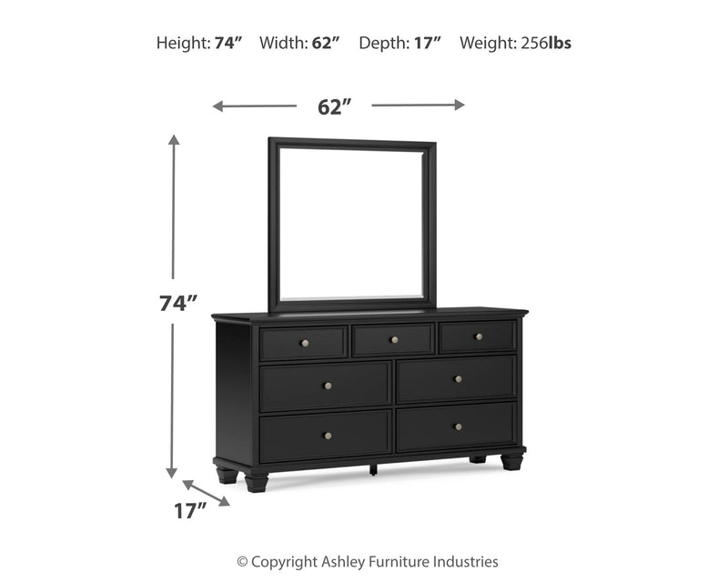 Lanolee Twin Panel Storage Bed, Dresser and Mirror