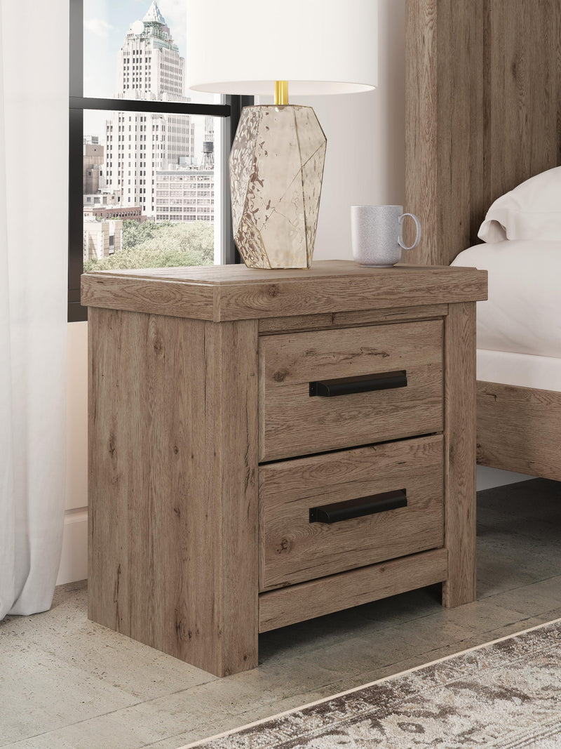 Garistyn King Panel Storage Bed. Dresser, Mirror and Nightstand