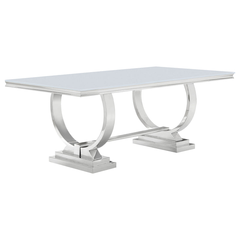 Antoine 7-piece White Tempered Glass Dining Set Cream White Chairs