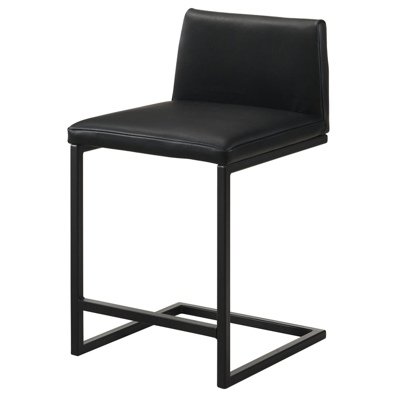 Vardon Genuine Leather Counter Height Chair Black (Set of 2)