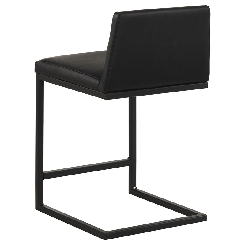 Vardon Genuine Leather Counter Height Chair Black (Set of 2)