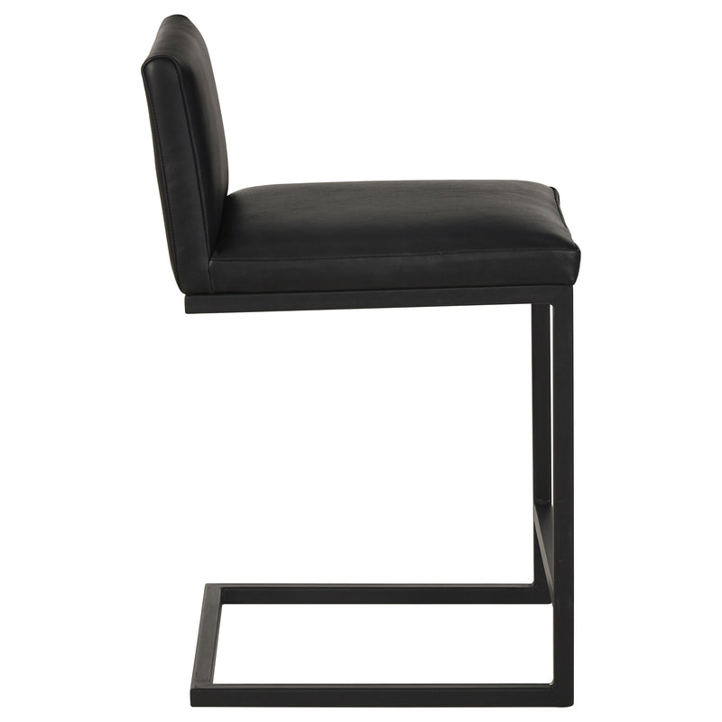 Vardon Genuine Leather Counter Height Chair Black (Set of 2)