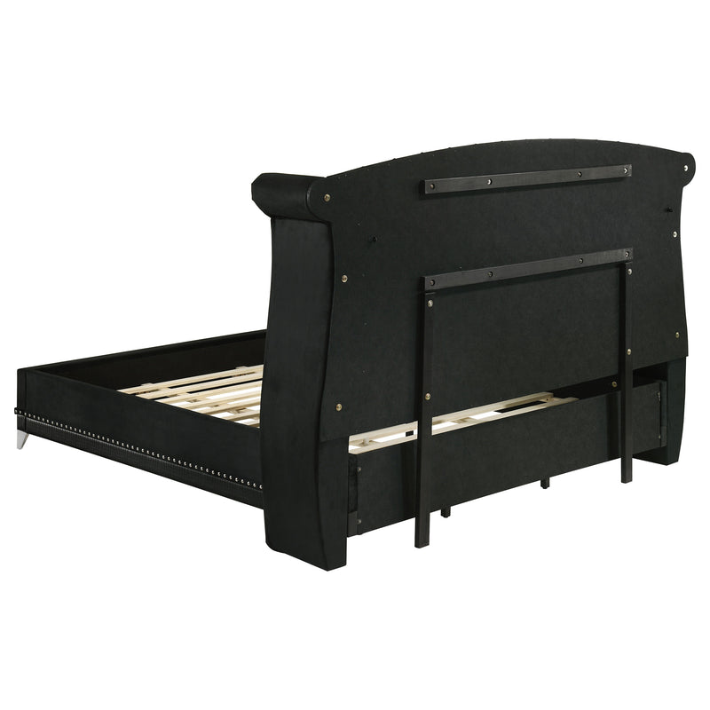 Barzini Upholstered California King Wingback Bed Black