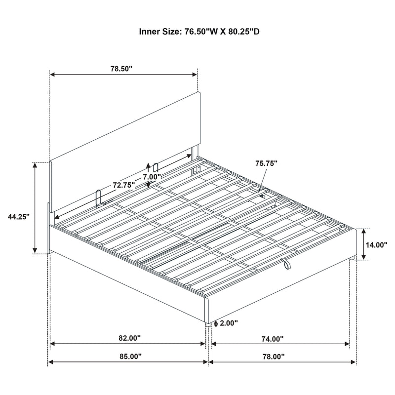 Reeves Upholstered Eastern King Lift-Top Storage Platform Bed Beige