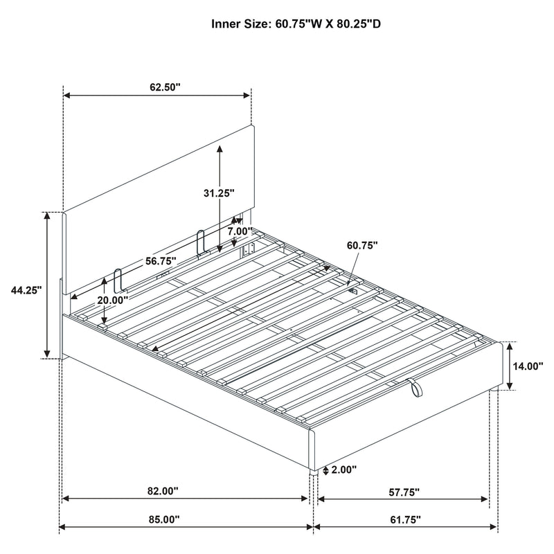 Reeves Upholstered Queen Lift-Top Storage Platform Bed Beige