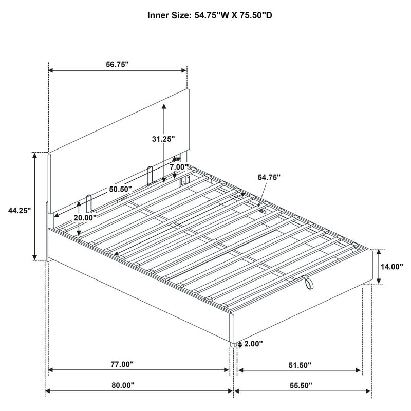 Reeves Upholstered Full Lift-Top Storage Platform Bed Tan