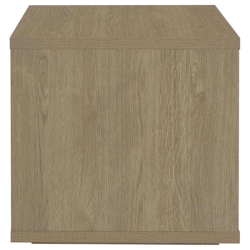 Ingram Square End Table with Drawer and Open Shelf Latte
