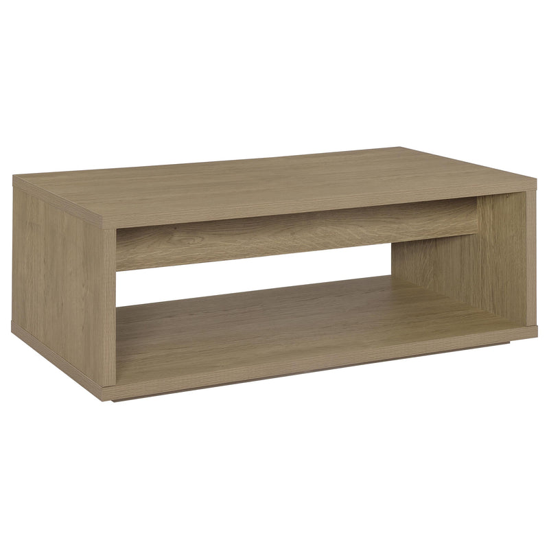 Ingram 2-Drawer Rectangular Coffee Table with Open Shelf Latte