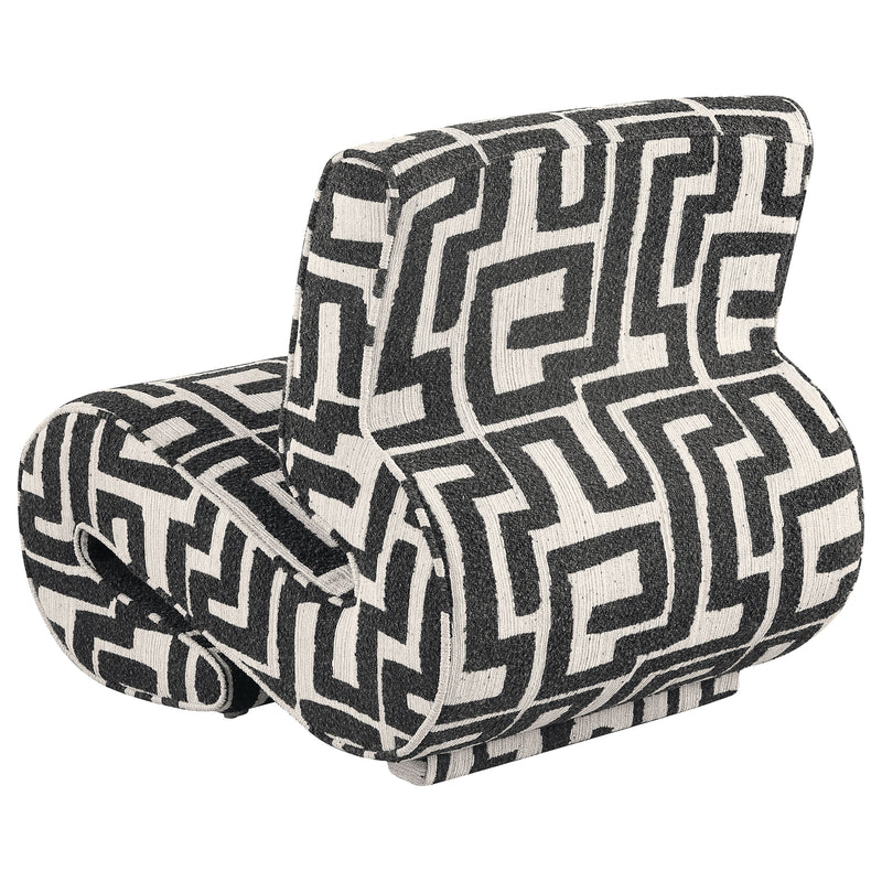 Eimer Geometric Jacquard Accent Chair Black