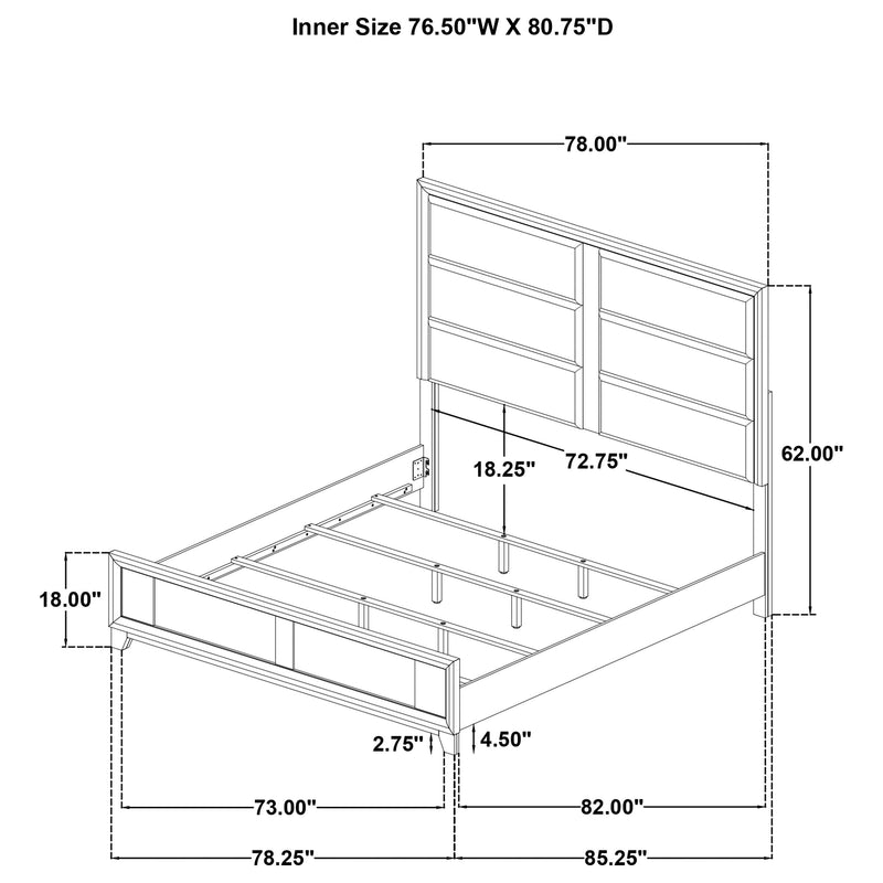 Farre Eastern King Upholstered Platform Panel Bed Washed Grey